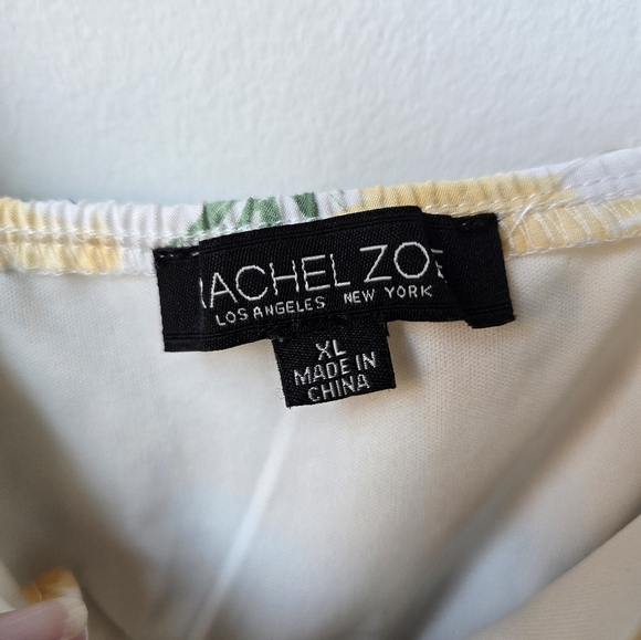 Rachel Zoe Floral Yellow White Dress Midi Flowy Sleeve Pockets Rayon Size XL - Picture 8 of 9